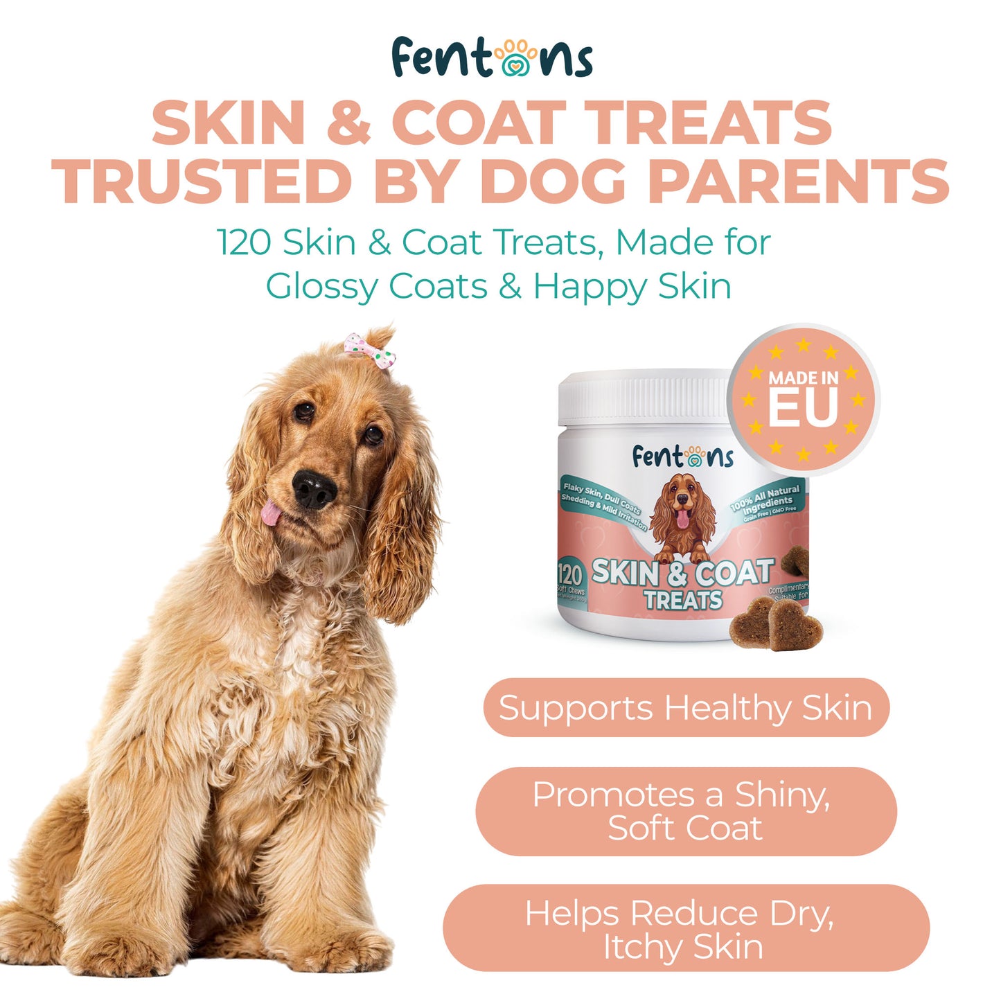 Dog Skin & Coat Health Treats - Supports Healthier Skin, Cleaner Coats & Dog Envy