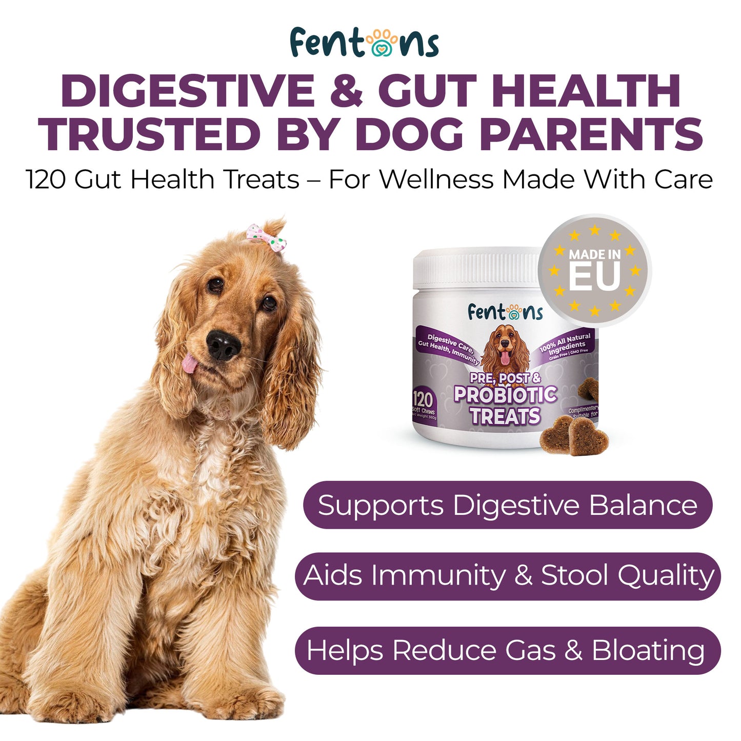 Dog Digestive & Gut Health Treats - Supports Immunity, Healthy Dogs & Stinky-Free Poops