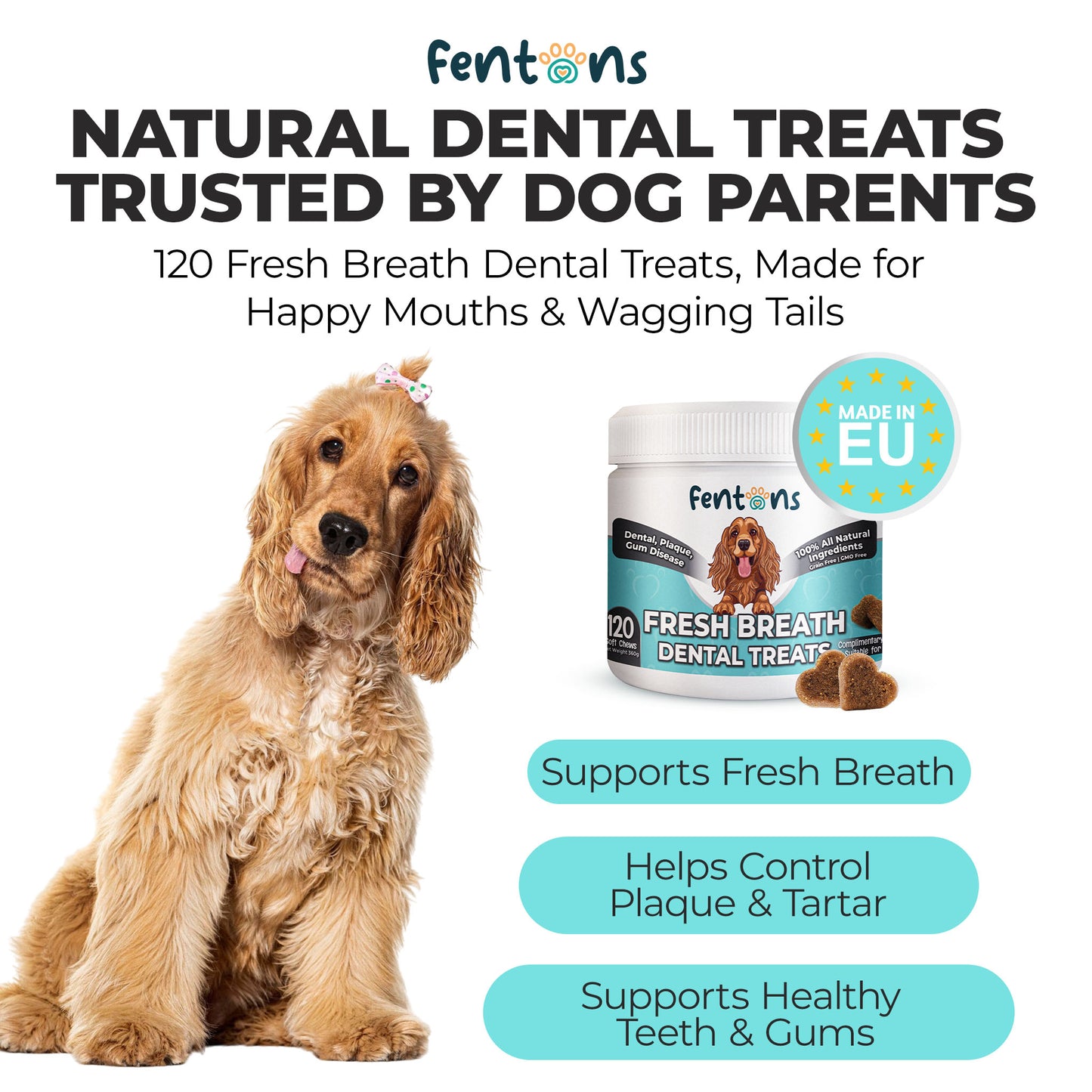 Dog Fresh Breath & Dental Chews - Supports Healthy Teeth, Healthy Gums & Pawsome Dog Licks