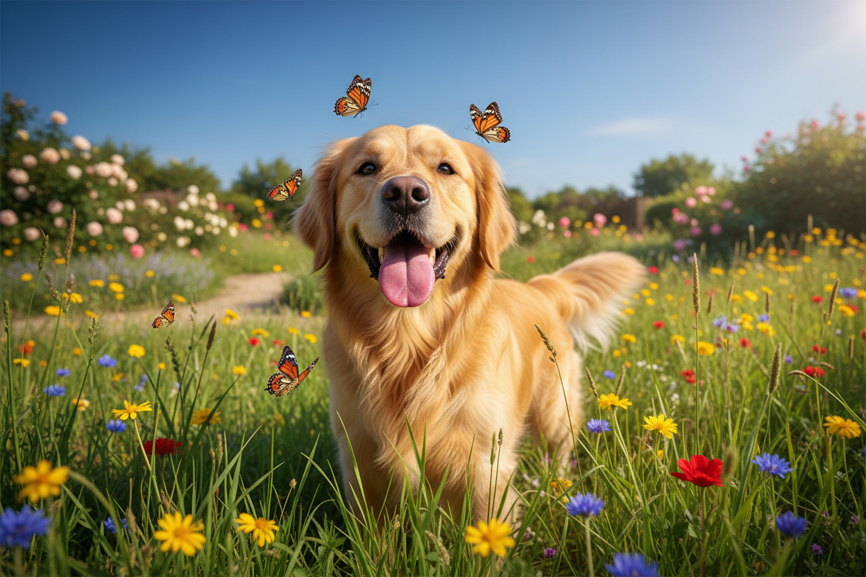 Friendly Dog in a summer setting
