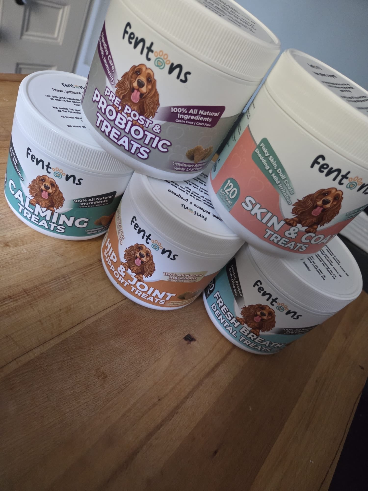 Fentons complete product range on table